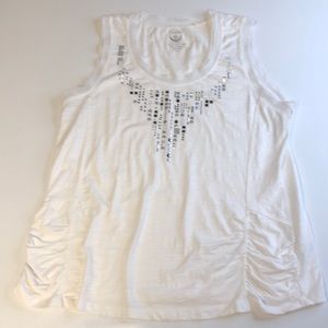 Chico’s Zenergy White Beaded Tank Size 3